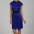 London Times Cap Sleeve Belted Dress