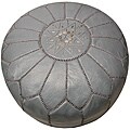 Leather Grey Pouf Ottoman (Morocco)