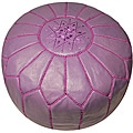 Leather Lavender Pouf Ottoman (Morocco)