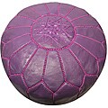 Leather Purple Pouf Ottoman (Morocco)