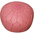 Leather Pink Pouf Ottoman (Morocco)