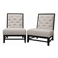 Bristol Tufted Grey Linen Modern Lounge Chairs (Set of 2)