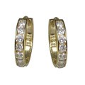 10kt Gold Channel Set Cubic Zirconia Mini-Hoop Earrings