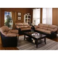 Saddle Microfiber and Espresso Bicast Sofa