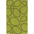 Modern Rock Green Geometric Tufted Wool Rug (7' x 9')