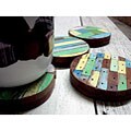 Set of 4 Recycled Wood Beach Hut Coasters (Thailand)