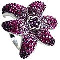 Sterling Silver Shades of Purple Flower Crystal Ring