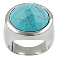 Stainless Steel Turquoise-colored Glass Ring