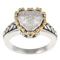 14k Gold and Sterling Silver 1/8ct TDW Diamond Heart Ring (H-I, I1-I2) (Size 7)
