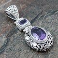 Sterling Silver Amethyst Floral Motif Pendant (Indonesia)