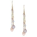 Gold over Silver Pink FW Pearl Two-strand Dangle Earrings (3-9 mm)