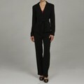 Larry Levine Signature Women's Pinstripe Belted Pant Suit