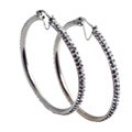 Sterling Silver White Crystal Hoop Earrings