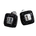 Sterling Silver Black and White Crystal Stud Earrings