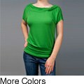 AtoZ Women's Cap Sleeve Pinned Scoop Neck Top