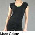 AtoZ Women's Ruched Cap Sleeve Top