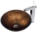 VIGO Russet Glass Vessel Sink and Faucet Set in Chrome