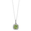 10k White Gold Peridot and 1/6ct TDW Diamond Necklace (H-I, I1-I2)