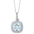 10k White Gold Aquamarine and 1/6ct TDW Diamond Necklace (H-I, I1-I2)