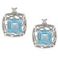 14k White Gold Blue Topaz and Diamond Accent Earrings
