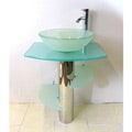 Kokols Bathroom Vanity Pedestal and Frosted Glass Vessel Sink Combo Set