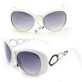 Women's 11121 White and Green Round Sunglasses
