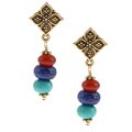 Charming Life Goldtone Turquoise, Carnelian, Lapis Post Earrings