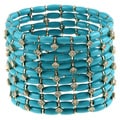 Morgan Ashleigh Goldplated Brass Adjustable Fit Turquoise Colored Stretch Bracelet 