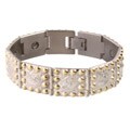 Sabona Silvertone and 18k Gold-plated Beaded Edge Magnetic Bracelet
