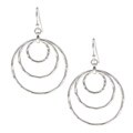 Platifina Sterling Silver Hammered Circle Drop Earrings