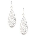 Platifina Sterling Silver Floral Filigree Teardrop Earrings