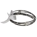 Celeste Stainless Steel Black Crystal Flower Bangle Bracelets (Set of 5)
