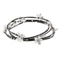 Celeste Steel Large Black Crystal Flowers Bangle Bracelets (Set of 4)