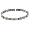 Celeste Gunmetal Brass Crystal 2-row Cuff Bracelet