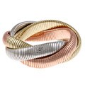 Celeste 18k Tri-color Gold Overlay Interlocked Omega Stretch Bracelet