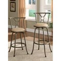 Pewter Finish Cross Back Adjustable Metal Swivel Counter Height Bar Stools (Set of 2)