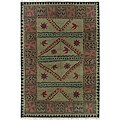 Nepalese Hand-knotted Olive Sundial Wool Rug (2' x 3')