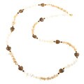 Goldtone Tiger's Eye Hearts and Mother of Pearl Necklace