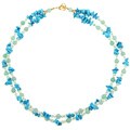Goldplated Blue Howlite, Aventurine and Crystal Necklace