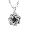 Sterling Silver 1/2ct TDW Black and White Diamond Necklace (G-H, I3)