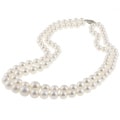 DaVonna Silver White Freshwater Pearl 2-row Graduated Necklace with Gift Box