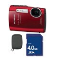 Olympus Stylus Tough 3000 12MP Red Digital Camera with 4GB Kit (Refurbished)