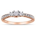 10k Pink Gold 1/4ct TDW Diamond 3-stone Engagement Ring (G-H, I2-I3)