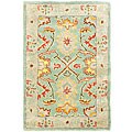 Handmade Heritage Treasures Light Blue/ Ivory Wool Rug (3' x 5')