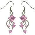 Silvertone Pink Cubic Zirconia Dangle Earrings
