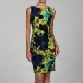 Jones New York Glass Floral Print Drape Sheath Dress