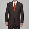 Carlo Lusso Men's Brown Striped 2-Button Suit