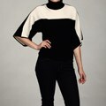 Oliver & James Women's Black/ Ivory Cashmere Turtleneck Sweater FINAL SALE