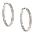 Sterling Silver Pave Cubic Zirconia Hoop Earrings