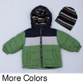 London Fog Infant Boy's Chest Color Block Bubble Jacket FINAL SALE